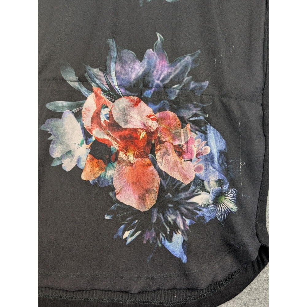 Zara Floral Varsity Number 9 Jersey Top Black Short Sleeve Pockets Woman - Picture 4 of 15